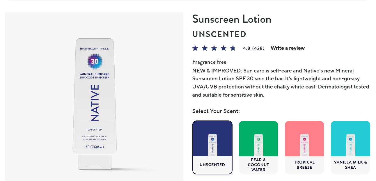 native mineral sunscreen new